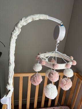 Pom Pom Baby Crib Mobile in Blush and Cream
